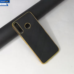 Infinix Hot 8 Lite Cover Leather Shockproof Case With Golden Edge