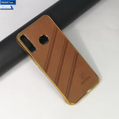 Infinix Hot 8 Lite Cover Leather Shockproof Case With Golden Edge